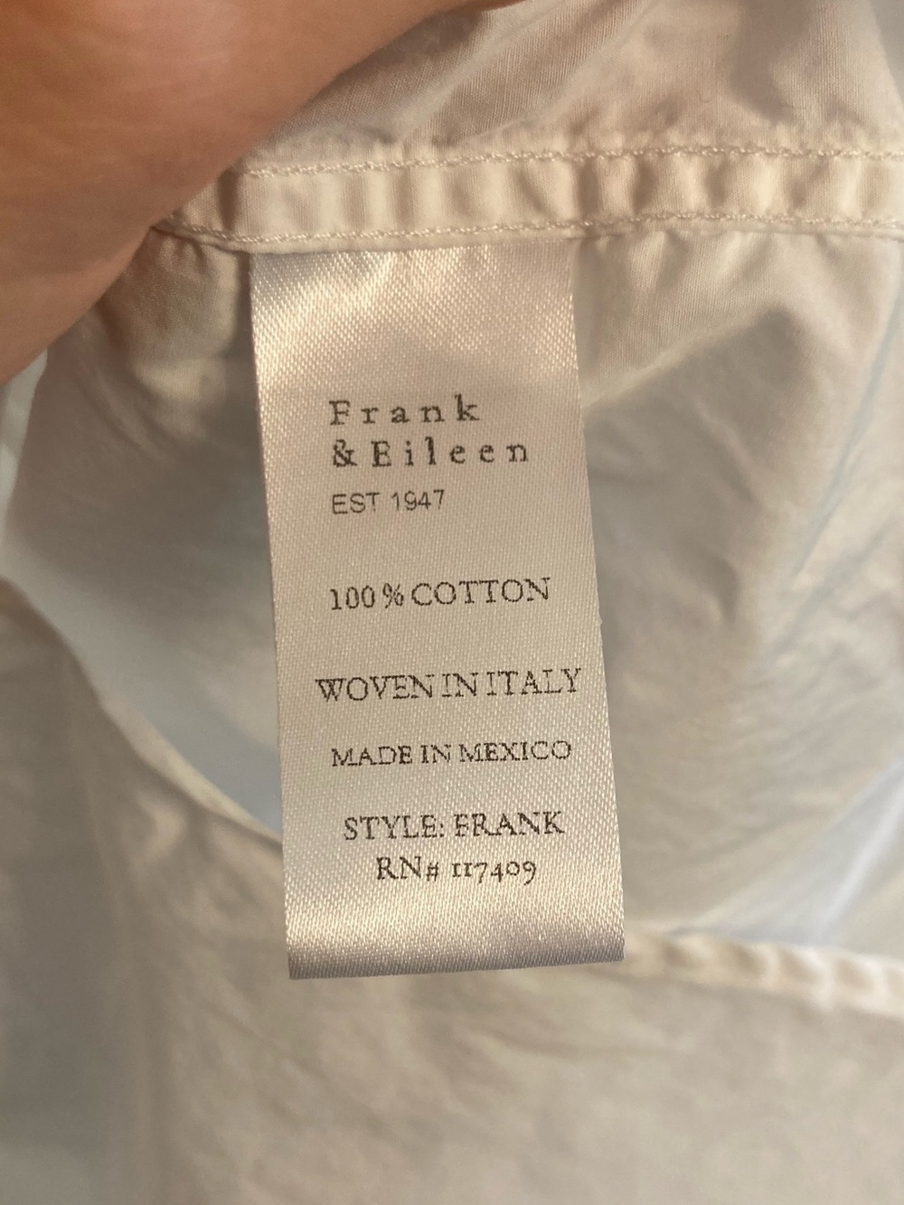 Frank & Eileen FRANK Button Up Shirt S Crisp White Italian Poplin Preppy Spring - Picture 7 of 7